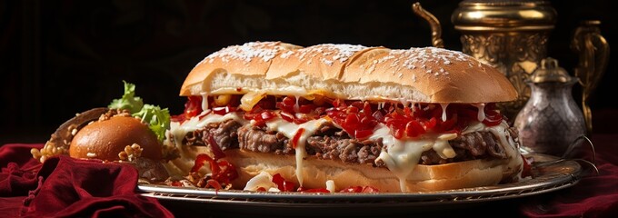 Delicious burger with vegetables
