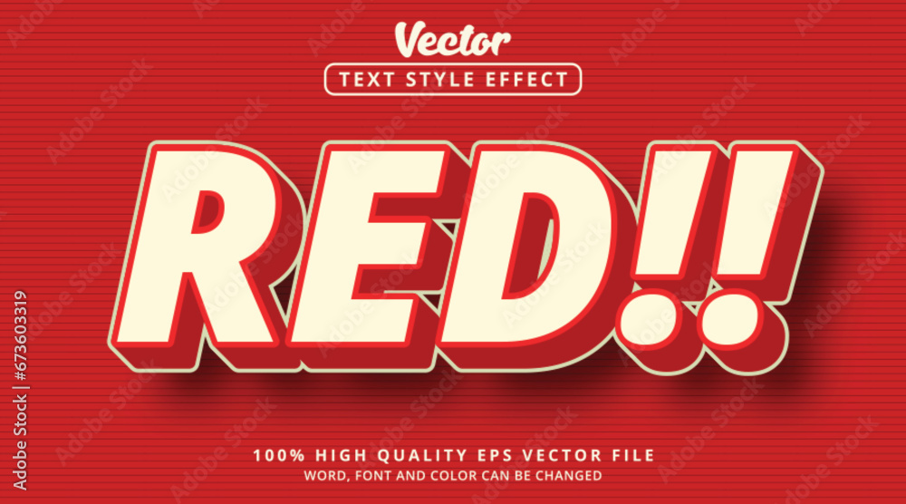 Poster editable text effects, red text on retro color combination style effect and bold red color