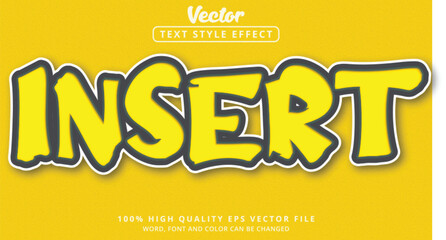 Editable text effect, Insert text on smooth yellow effect and glossy