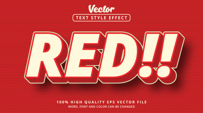 Editable text effects, Red text on retro color combination style effect and bold red color
