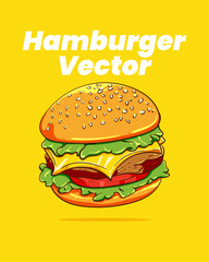 vector of a delicious looking hamburger