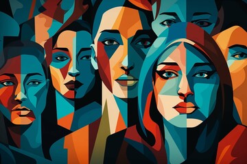 portrait of a woman with painted face, vector art of a woman, female beauty
