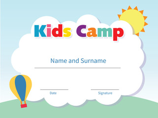 Certificates kindergarten and elementary, Preschool Kids Diploma certificate pattern design template, Cartoon background Cute students, Certificate of kids