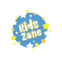 kids zone sign on white background	