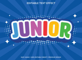 junior editable text effect template use for business logo and brand - obrazy, fototapety, plakaty