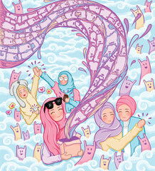 Muslim women support illustration