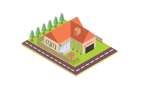 isometric house vector.on white background.3D design.isometric vector design Illustration.