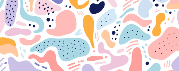 Obraz premium Colorful seamless pattern background. Good for fashion fabrics, children’s clothing, T-shirts, postcards, email header, wallpaper, banner, posters, events, covers, and more.