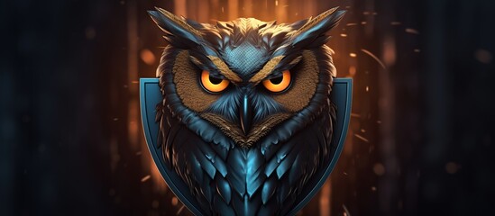 illustration of an owl head inside a shield. The high-resolution Esport Gaming logo is suitable for your team's mascot.
