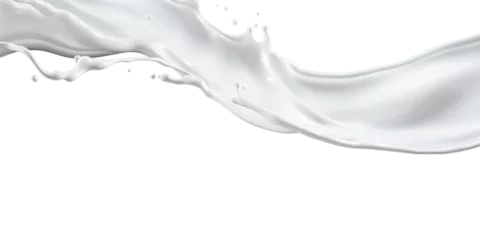 Poster Im Rahmen photorealistic image of a splash of milk. splash of white milk, cream with drops and splashes. © Татьяна Гончарук