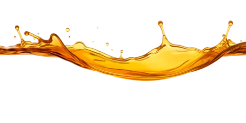 Fotobehang photorealistic image of a splash of oil, apple juice juice. transparent splash with drops and splashes. © Татьяна Гончарук