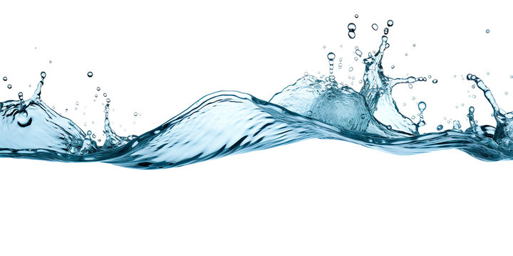 photorealistic image of a water splash. transparent splash of blue water with drops and splashes.