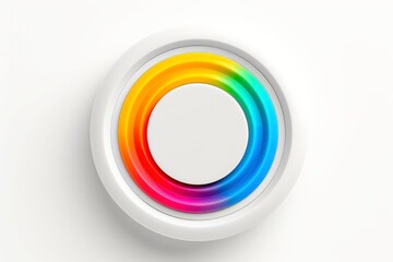 Abstract high tech multicolor button on white background
