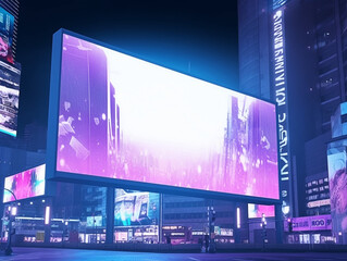 Big Billboard on the City with Light