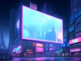 Big Billboard on the City with Light