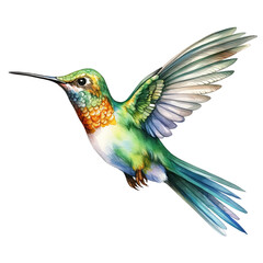 Fototapeta premium Hummingbird watercolor clipart on transparent background. Generative AI illustration