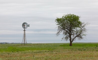 Landscape With a Windmill in a Pasture in South Central Oklahoma