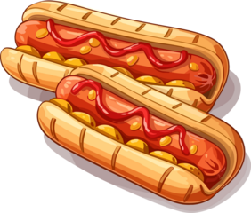 Grilled hot dogs Illustration. 