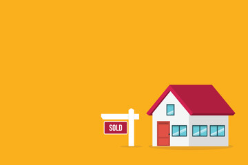 House sold. House with sold sign.