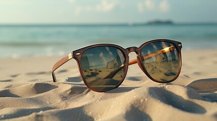 Fototapeta na wymiar sunglasses on a beach