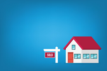 House sold. House with sold sign.