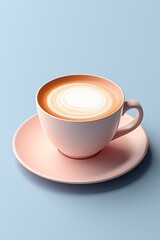 Pastel cup of coffee on blue and pink background