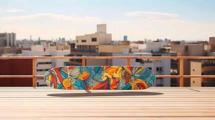 a colorful mural on a railing