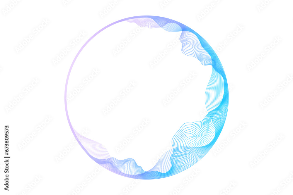 Aufkleber Vector abstract circles lines wavy in round frame colorful blue purple gradient isolated on transparent background with empty space for text