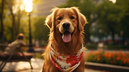 a dog wearing a scarf