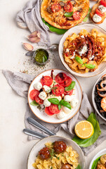 Traditional italian cuisine concept.  Mideterranean diet high appein vitamin and antioxidants.