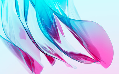 Abstract gradient glass background, 3d rendering.
