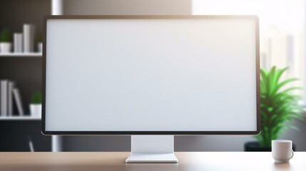 a white screen on a desk