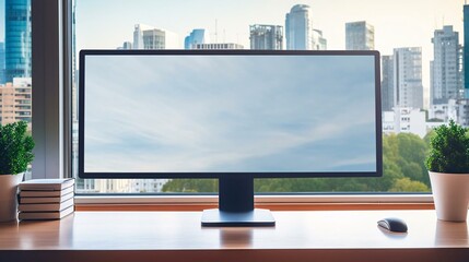 a large screen on a desk