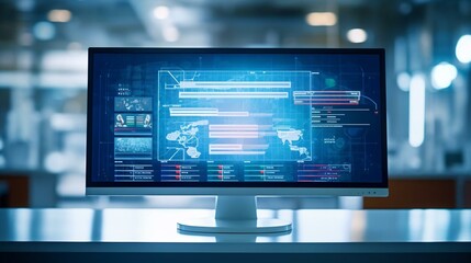 a computer screen with a blue background