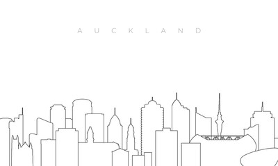 Outline Auckland skyline. Trendy template with Auckland buildings and landmarks in line style. Stock vector design.