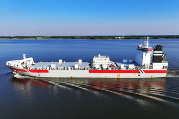 Aerial View of General Cargo Ship on the Delaware River