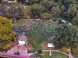 Aerial View of People Gathered in a Park