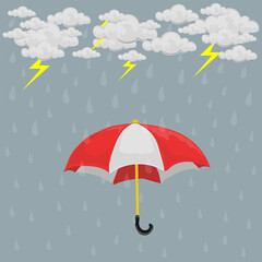 Vector illustration of the rainy season and don't forget to prepare an umbrella