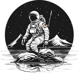 astronaut fishing on the moon, Astronaut In Space / Planet Hunter