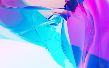 Abstract gradient glass background, 3d rendering.