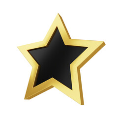 black gold star 3d render element isolated on white background. black gold star 3d element for award trophy winner medal
