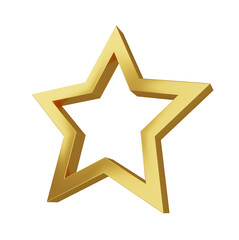 gold star 3d render element isolated on white background. gold star 3d element for award trophy winner medal