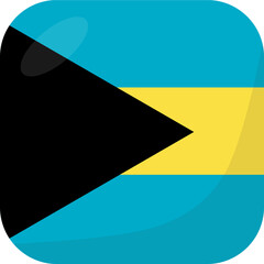 Bahamas flag square 3D cartoon style.