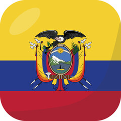 Ecuador flag square 3D cartoon style.