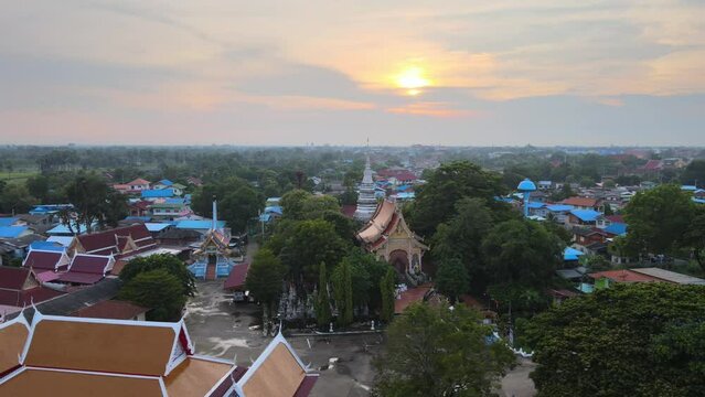 Buddhist temple Wet Bang Kacha at sunset, Ayutthaya, Thailand