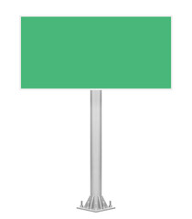 Mockup pole road sign with green billboard