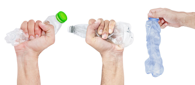 Collection set hand hold compressed plastic bottle
