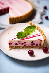Cranberry tart decorated with berries and mint, Christmas dessert idea food photography