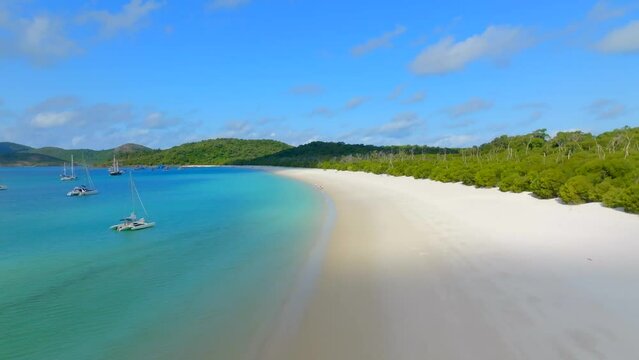 White sand of whitehaven beach filmed with a drone