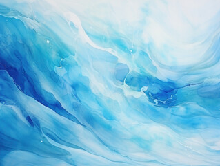 Abstract Water Ink Wave Turquoise Whirlpool Watercolor